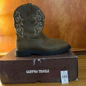 Canyon Trails CT-M200 Brown Men's Round Toe Embroidered Rodeo Cowboy Boot US 13
